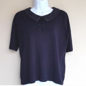 Karen Walker Hi There Top Blue With Lace Collar Large